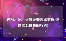 微商厂家一手货源去哪里拿货(微商批发提货的方式)