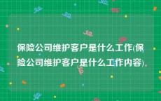 保险公司维护客户是什么工作(保险公司维护客户是什么工作内容)