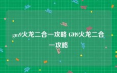 gm9火龙二合一攻略 GM9火龙二合一攻略