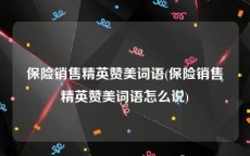 保险销售精英赞美词语(保险销售精英赞美词语怎么说)
