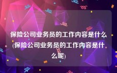 保险公司业务员的工作内容是什么(保险公司业务员的工作内容是什么呢)