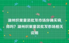 湖州织里童装批发市场你确实晓得吗？湖州织里童装批发市场相关说明