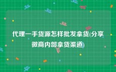 代理一手货源怎样批发拿货(分享微商内部拿货渠道)