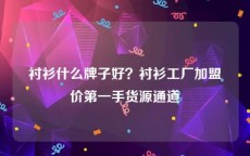 衬衫什么牌子好？衬衫工厂加盟价第一手货源通道