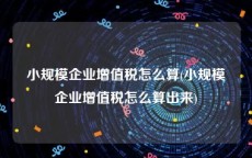 小规模企业增值税怎么算(小规模企业增值税怎么算出来)