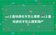 soul上面知道名字怎么搜索 soul上面知道名字怎么搜索用户