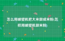 怎么用破壁机把大米做成米粉(怎样用破壁机做米粉)