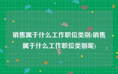 销售属于什么工作职位类别(销售属于什么工作职位类别呢)
