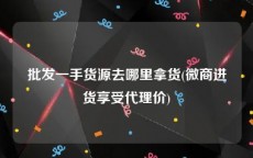 批发一手货源去哪里拿货(微商进货享受代理价)
