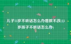 儿子13岁不听话怎么办屡教不改(13岁孩子不听话怎么办)