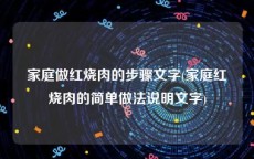 家庭做红烧肉的步骤文字(家庭红烧肉的简单做法说明文字)