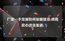 厂家一手货源如何加盟提货(微商良心进货渠道)