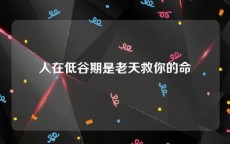 人在低谷期是老天救你的命