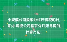小规模公司股东分红所得税的计算(小规模公司股东分红所得税的计算方法)
