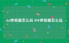 dnf体验服怎么玩 DNF体验服怎么玩