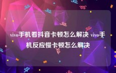 vivo手机看抖音卡顿怎么解决 vivo手机反应慢卡顿怎么解决