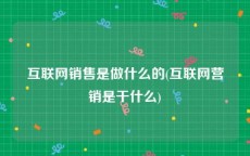 互联网销售是做什么的(互联网营销是干什么)