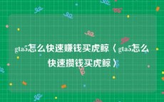 gta5怎么快速赚钱买虎鲸〈gta5怎么快速攒钱买虎鲸〉