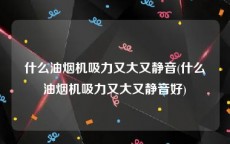 什么油烟机吸力又大又静音(什么油烟机吸力又大又静音好)