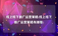 线上线下推广运营策略(线上线下推广运营策略有哪些)
