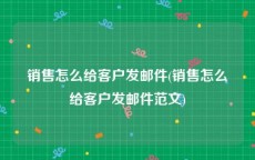 销售怎么给客户发邮件(销售怎么给客户发邮件范文)
