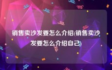 销售卖沙发要怎么介绍(销售卖沙发要怎么介绍自己)