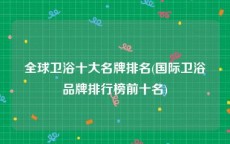 全球卫浴十大名牌排名(国际卫浴品牌排行榜前十名)