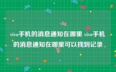 vivo手机的消息通知在哪里 vivo手机的消息通知在哪里可以找到记录