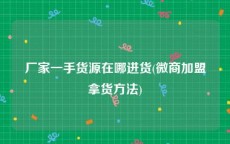 厂家一手货源在哪进货(微商加盟拿货方法)