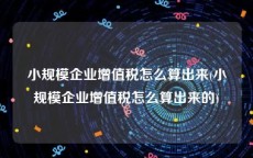 小规模企业增值税怎么算出来(小规模企业增值税怎么算出来的)