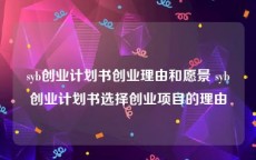 syb创业计划书创业理由和愿景 syb创业计划书选择创业项目的理由