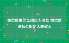 微信群里怎么指定人收款 微信群里怎么指定人收款人