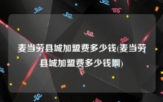 麦当劳县城加盟费多少钱(麦当劳县城加盟费多少钱啊)