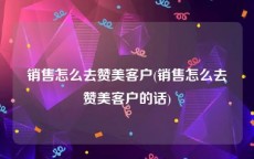 销售怎么去赞美客户(销售怎么去赞美客户的话)