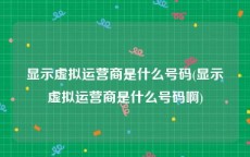 显示虚拟运营商是什么号码(显示虚拟运营商是什么号码啊)