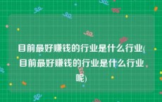 目前最好赚钱的行业是什么行业(目前最好赚钱的行业是什么行业呢)