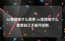dnf金团是什么意思 dnf金团是什么意思自己不能开挂吗