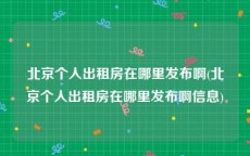 北京个人出租房在哪里发布啊(北京个人出租房在哪里发布啊信息)