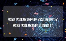 微商代理货源网你确定清楚吗？微商代理货源网详细简介