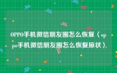 OPPO手机微信朋友圈怎么恢复〈oppo手机微信朋友圈怎么恢复原状〉