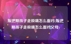叛逆期孩子走极端怎么面对(叛逆期孩子走极端怎么面对父母)