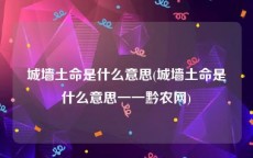 城墙土命是什么意思(城墙土命是什么意思一一黔农网)