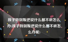 孩子特别叛逆说什么都不听怎么办(孩子特别叛逆说什么都不听怎么办呢)