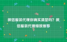 微信服装代理你确实清楚吗？微信服装代理细致推荐