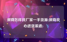 微商怎样找厂家一手货源(微商良心进货渠道)