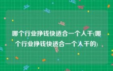 哪个行业挣钱快适合一个人干(哪个行业挣钱快适合一个人干的)
