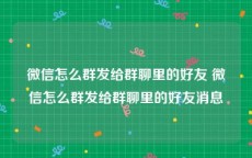 微信怎么群发给群聊里的好友 微信怎么群发给群聊里的好友消息