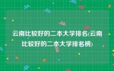 云南比较好的二本大学排名(云南比较好的二本大学排名榜)