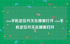 vivo手机定位开关在哪里打开 vivo手机定位开关在哪里打开