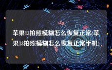 苹果13拍照模糊怎么恢复正常(苹果13拍照模糊怎么恢复正常手机)